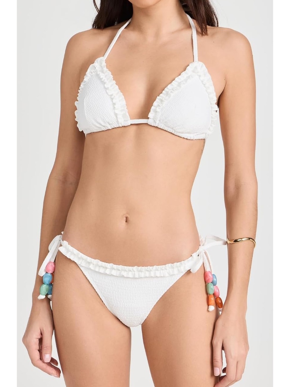 NWT Shoshanna beaded Bikini Top & bottom set white sz xl /Dd 2pc swimwear - Picture 5 of 13